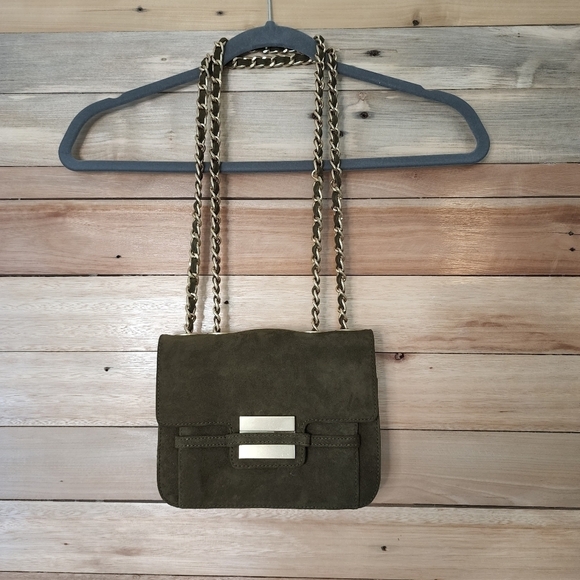 Zac Posen Americana Mini Crossbody Green Velvet Suede Chain - Picture 3 of 15